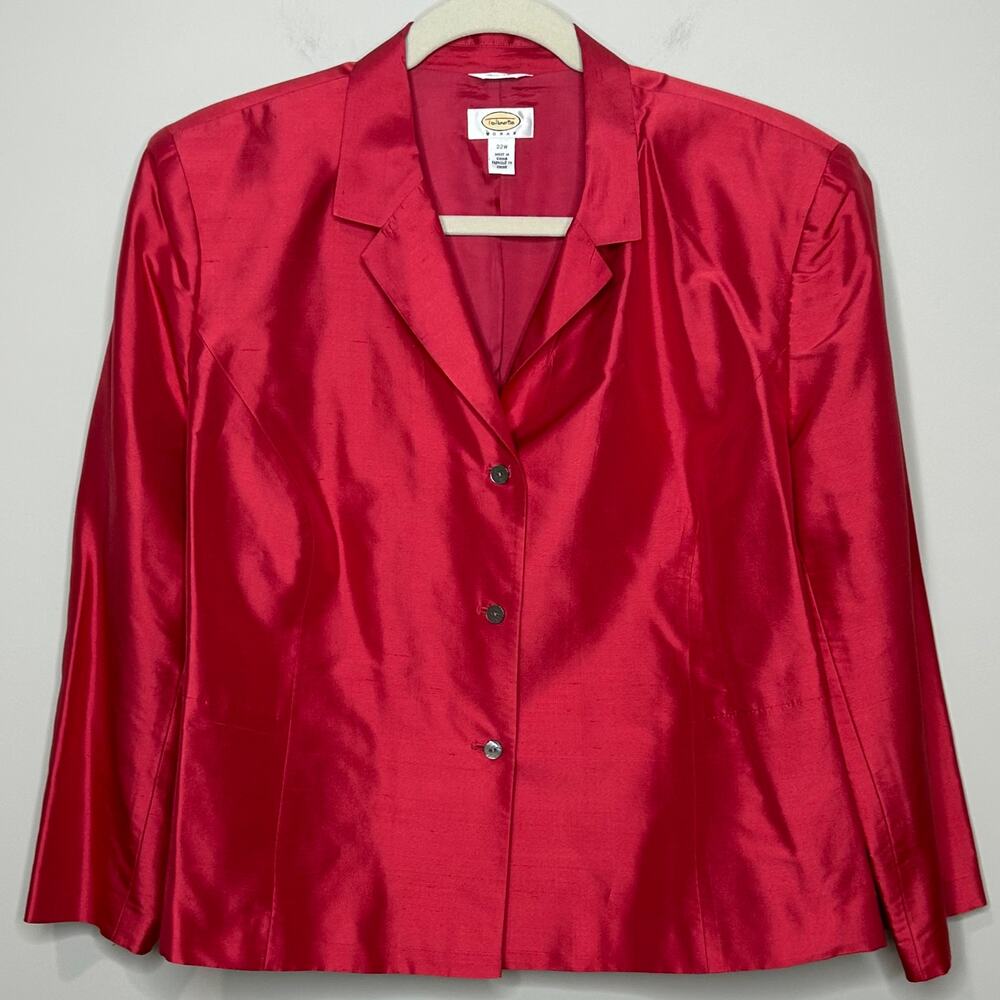 Talbots Woman 100% Pure Silk Pink Blazer Jacket Size 22W Dressy Vintage